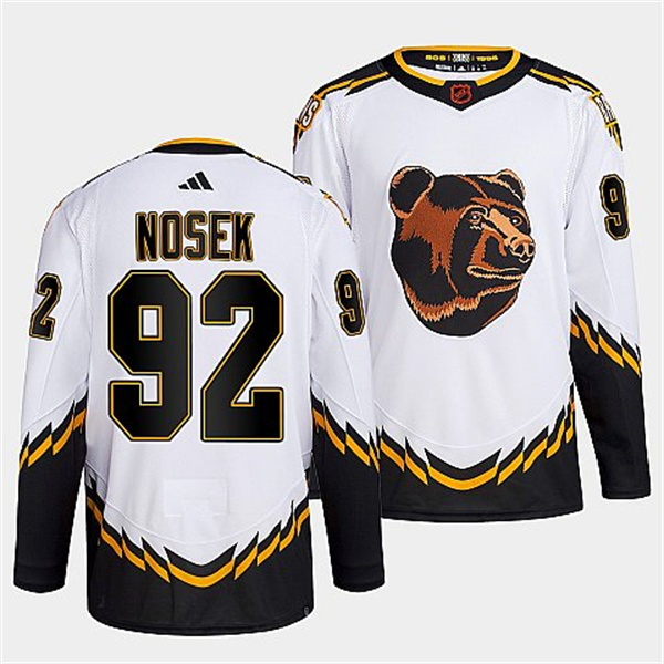 Men's Boston Bruins #92 Tomas Nosek White 2022-23 Reverse Retro Stitched Jersey
